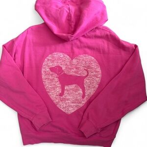 Victoria's Secret Pink Hoodie with Heart & Dog Graphic